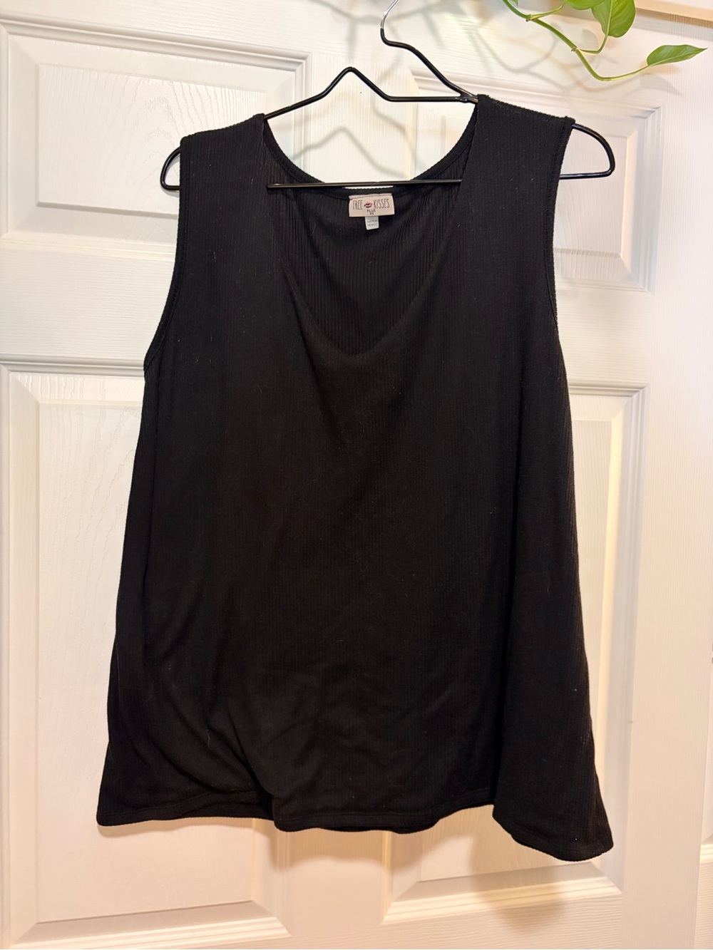 Free Kisses Black Ribbed Sleeveless Tank Top